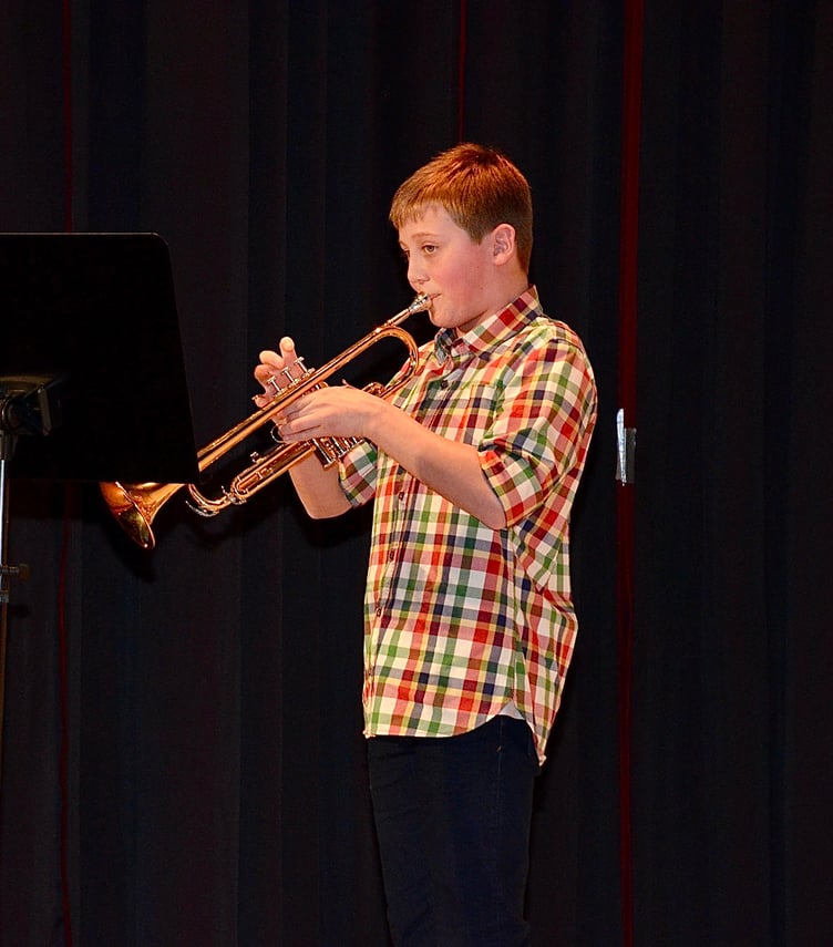 Aelan Morgans performs a trumpet virtuoso