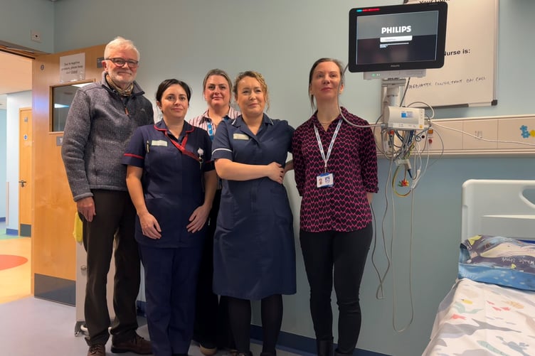 Photo caption: Pictured (Left to right): Malcolm Clague (Henry Bloom Noble Healthcare Trust), Louise Proudfoot (Head of Paediatrics), Ruth Higgins (Philips Installation Team), Sarah Marshall (Paediatric Ward Manager) and Lynn Bowers (Philips Installation.