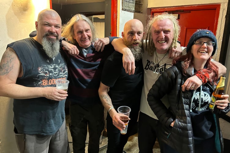 The Ballaghs. Left to right: Brian Duffy, Ian Allen, Lee Quaggin, Mike Wade and Katie Lawrence (photo - Martin Critchley)