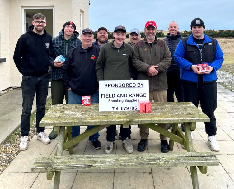 Competitors in the final round of the winter DTL League at Ayre Clay Target Club’s Blue Point range last Sunday.