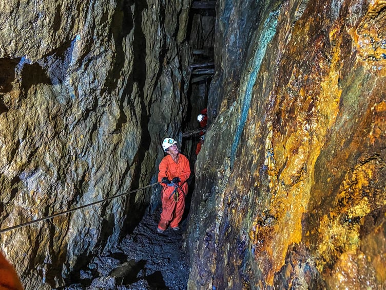 Pete Geddes MBE in the Bradda Mines