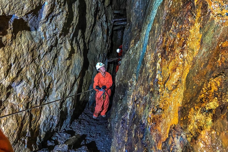 Pete Geddes MBE in the Bradda Mines
