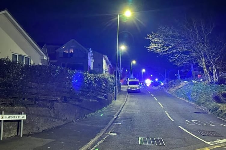 The scene of the collision on Harbour Road, Onchan