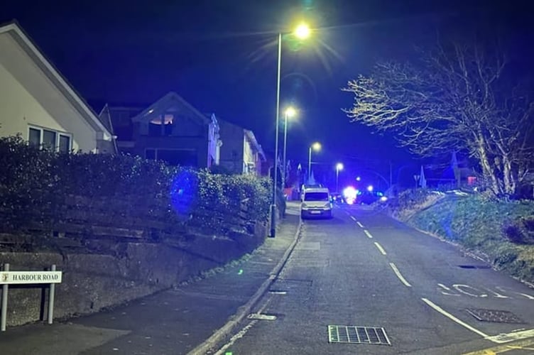 The scene of the collision on Harbour Road, Onchan