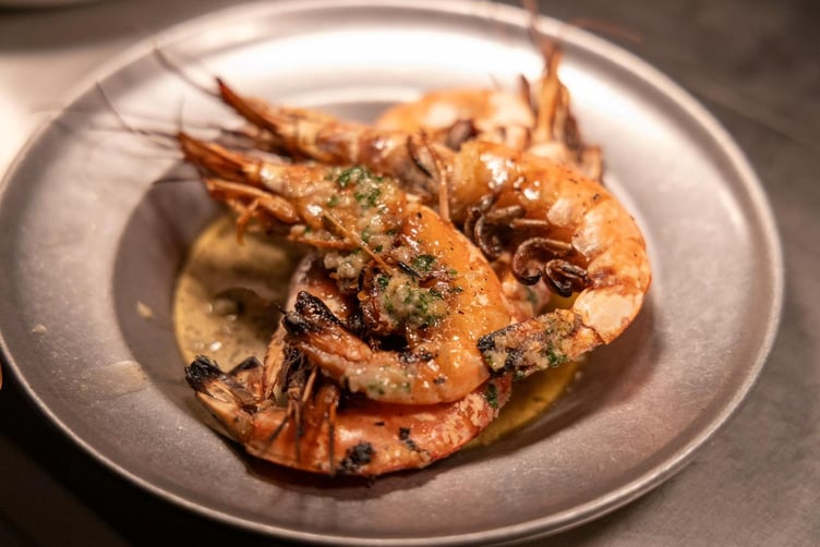 The fire roasted prawns