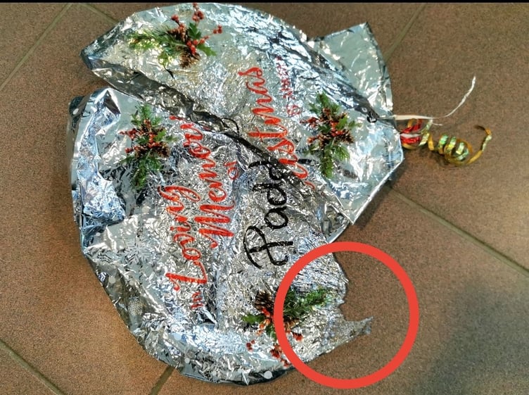 A partially eaten helium balloon which was found in Castletown near a field of sheep