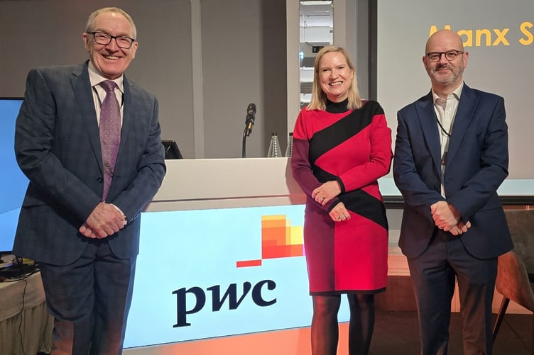 (Left to right) Gerry Ganly (AICP chairman), Bettina Roth (IoMFSA) and Colin Manley (PwC Isle of Man) (Photo: Kevin Ellis/Avid Events)