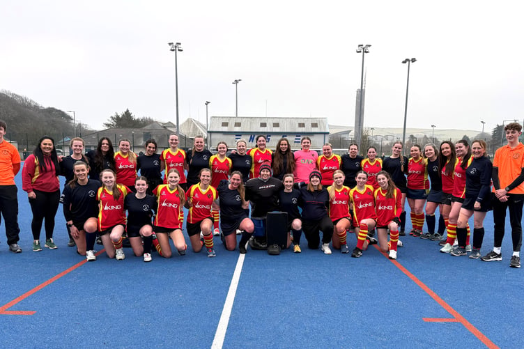 The Isle of Man women’s B and Northallerton sides prior to the start of the weekend's England Hockey Tier Three Plate match at the NSC on Saturday.