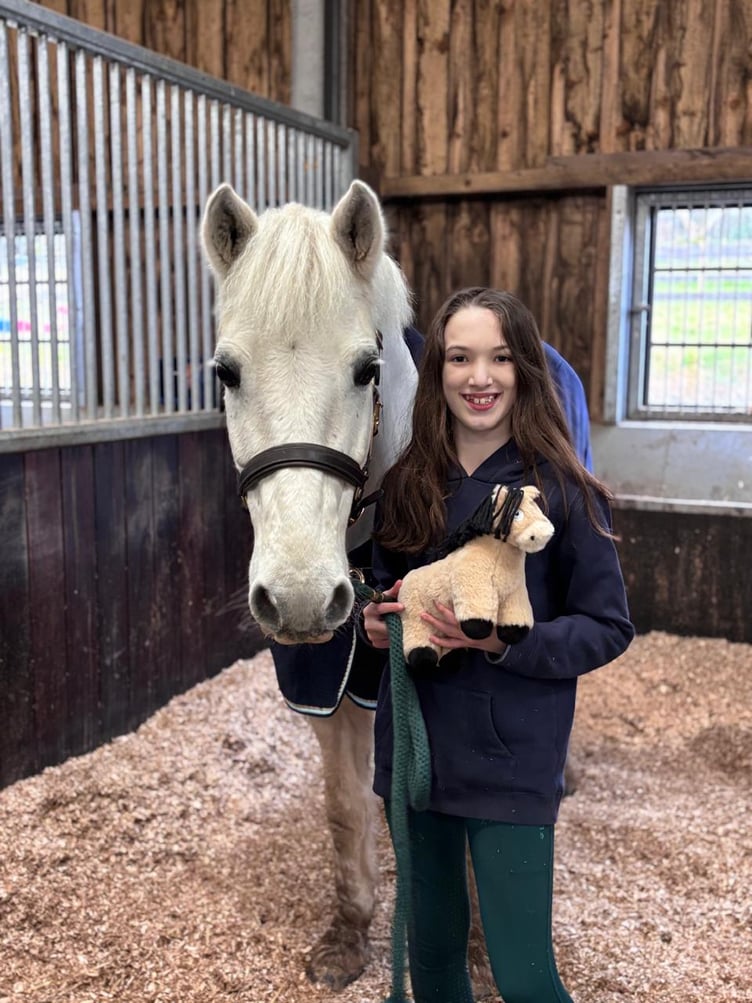 Annabelle Byers, her pony Salty and her Crafty Ponies prize