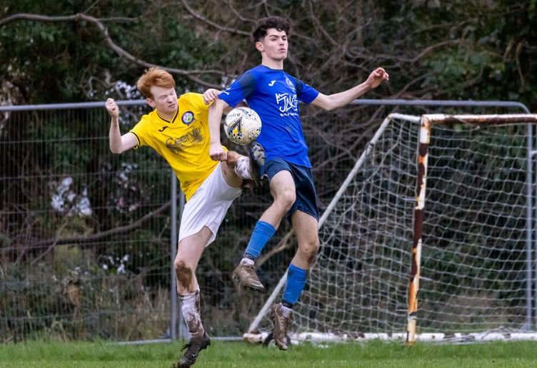 Braddan (left) and DHSOB continue their quest for GH Corlett Woods Cup glory this weekend when they face Pulrose United and Michael United respectively (Photo: Gary Weightman)