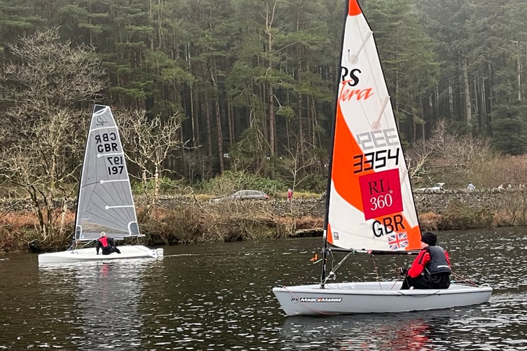 There was a reduced fleet in action during Manx Sailing and Cruising Club’s Watling Streetworks February series at Injebreck on Sunday (Photo: Keith Poole)