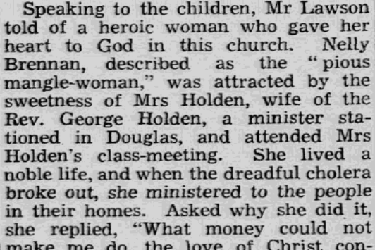 An extract of a report on a celebration of 150 years of Manx Methodism, from the Isle of Man Times, 14 November 1936 (courtesy of Manx National Heritage)