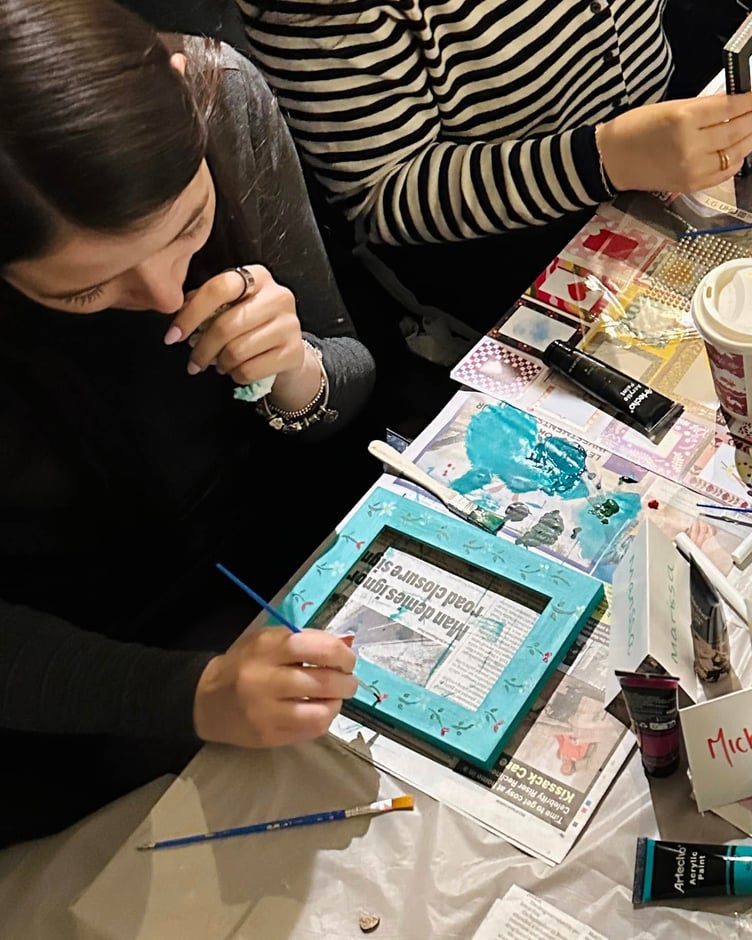 Frame painting at the Arty Barista in Onchan