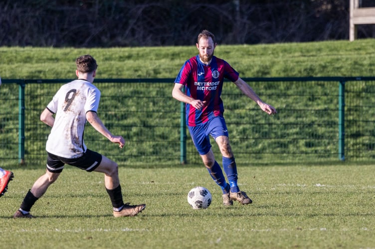Liam Cannan was in fine form for Foxdale as the Miners beat Corinthians 3-2 at Ballafletcher on Saturday (Photo: Gary Weightman)