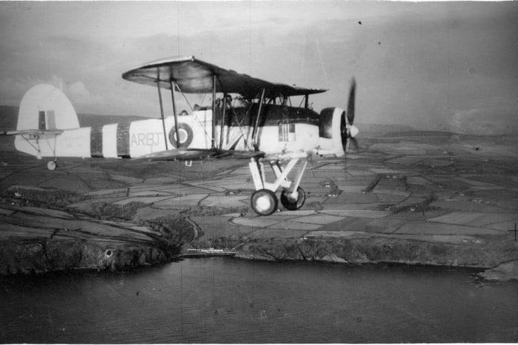 Swordfish over Port Soderick courtesy of the Manx Aviation and Military Museum