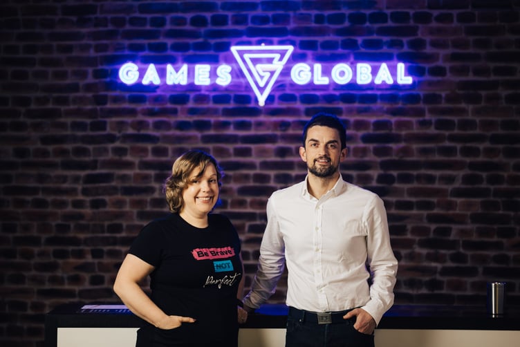 Love Tech's Clare Pettit with Ty Smith from Games Global