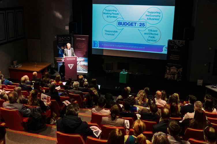 Treasury Minister Dr Alex Allinson speaking at the Isle of Man Chamber of Commerce event at the Manx Museum