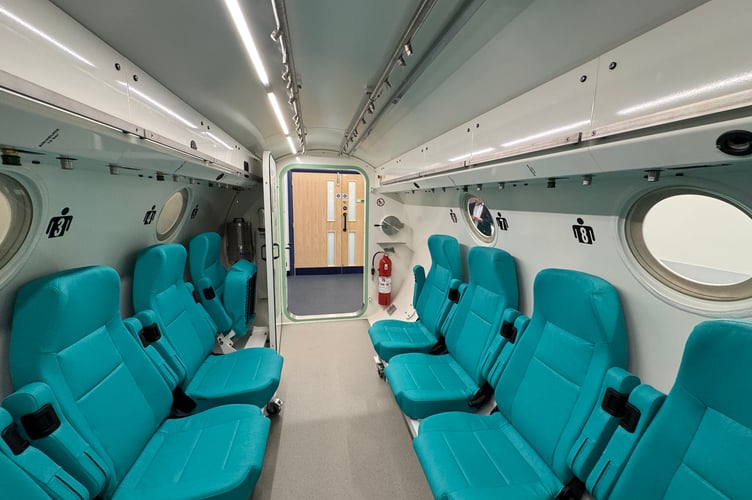 Inside the life-saving Hyperbaric Chamber, named the Elizabeth Chamber after Ivan Soulsbury's wife