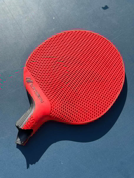 The broken table tennis bat in Castletown