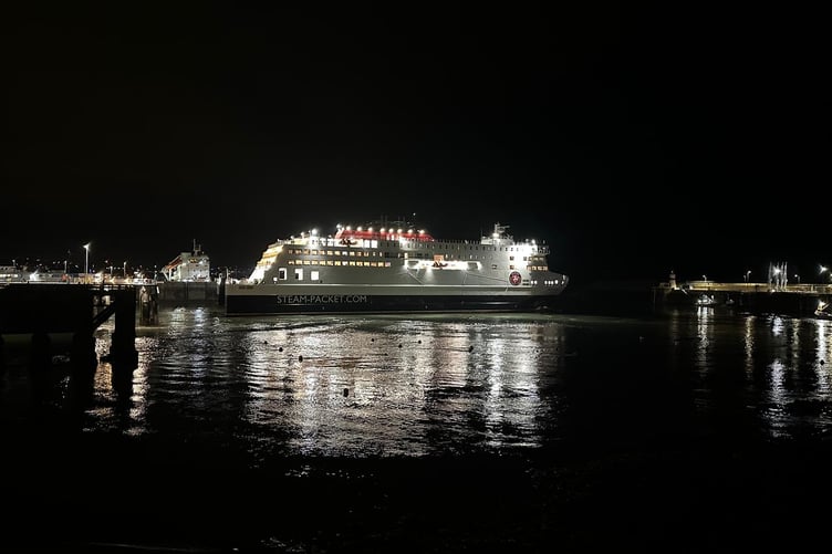 The stricken Manxman at Douglas harbour