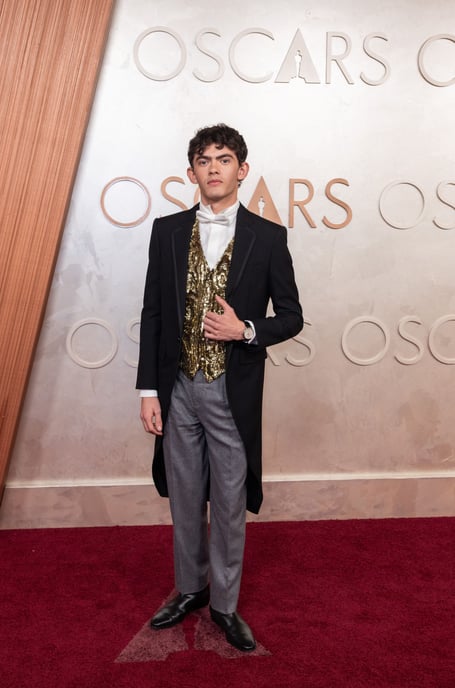 Joe Locke arrives on the red carpet of the 97th Oscars at the Dolby Theatre at Ovation Hollywood on Sunday, March 2.
