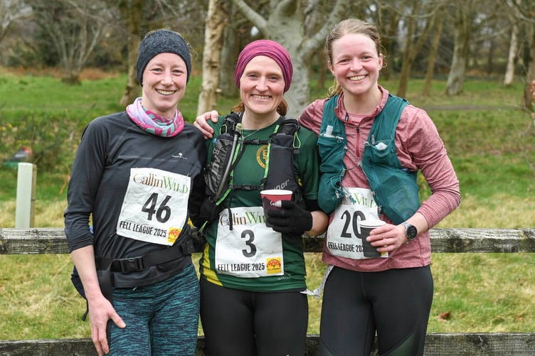 The top three in the women's race at Narradale last weekend: (left to right) runner-up Alice Forster, winner Nikki Arthur and third-placed Amber Carridge (Photo: Phil Crowe)