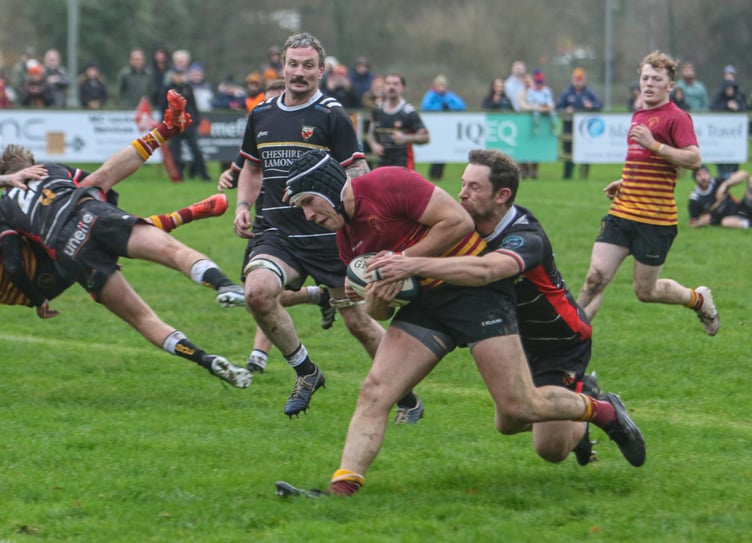 Sam McCord in action for Douglas RUFC against Crewe and Nantwich in the reverse fixture at Port-e-Chee in November (Photo: Richard Ebbutt)