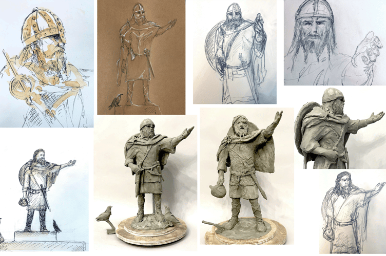 Sketches of the potential King Orry statue that's been formally submitted by President of Tynwald Laurence Skelly