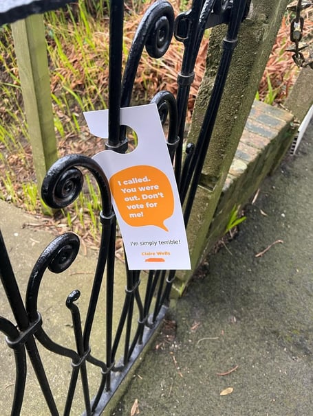 Fake flyer left on voter's gate