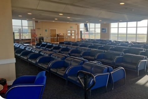 The seating at the rear of the departure lounge has been rearranged while work at the front of the lounge is undertaken