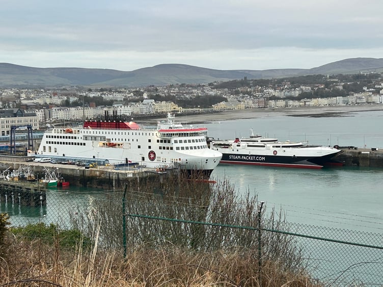 Alison Cowin sent in this photo of the Manxman and Manannan in Douglas Harbour