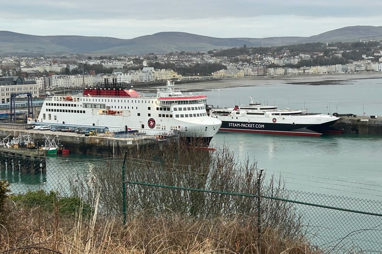 Alison Cowin sent in this photo of the Manxman and Manannan in Douglas Harbour