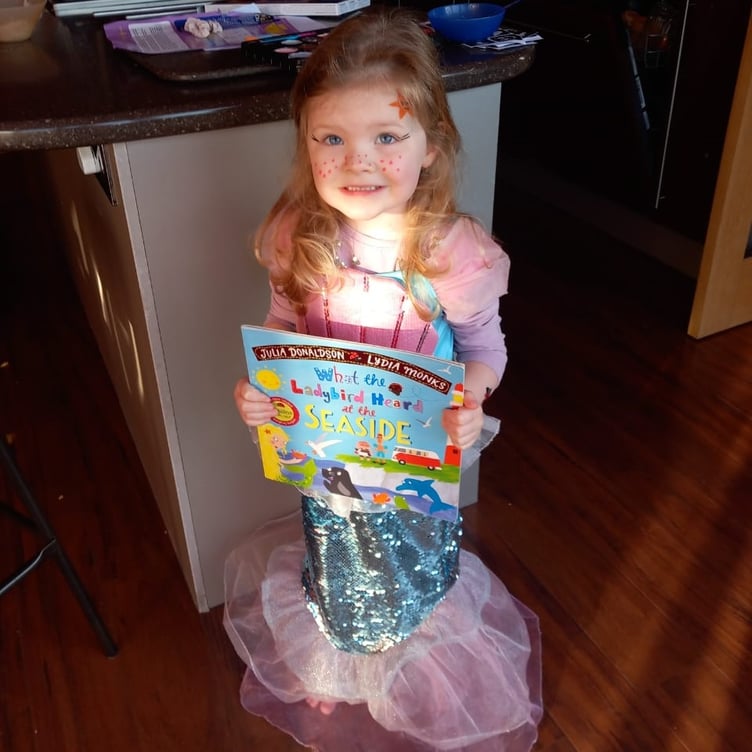 Dottie, age 4, as a mermaid from 'What The Ladybird Heard at The Seaside'