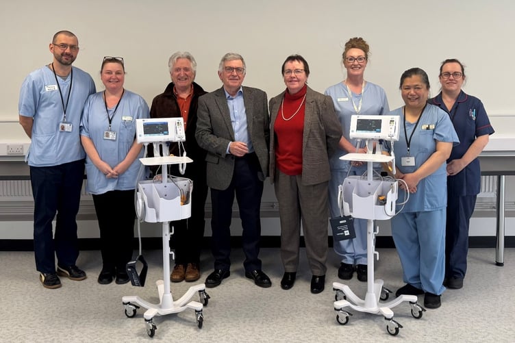 Pictured (left to right): Taras Fedorovych, Jo Caine, Roger Corkill (The Ramsey District Cottage Hospital Welfare Fund trustee), Dr Andrew Kelsey (The Ramsey District Cottage Hospital Welfare Fund chairman), Peggy Freeman (The Ramsey District Cottage Hospital Welfare Fund trustee), Michelle Dyke, Winerose Dalugdugan and Corinna Haire