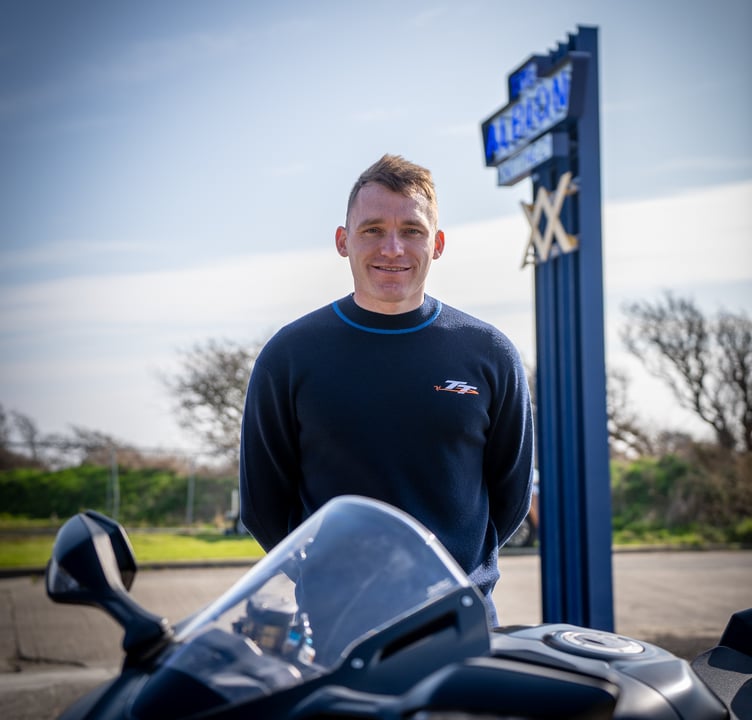 Manx rider Nathan Harrison donning the new Isle of Man TT knitwear range