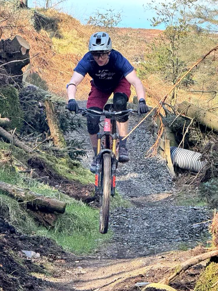 Billy Kennedy in action during the Manx MTB Enduro event at Cringle Plantation last Sunday (Photo: Jason Kyle)