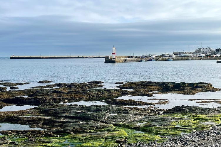 The lighthouse at Port St Mary's inner pier
