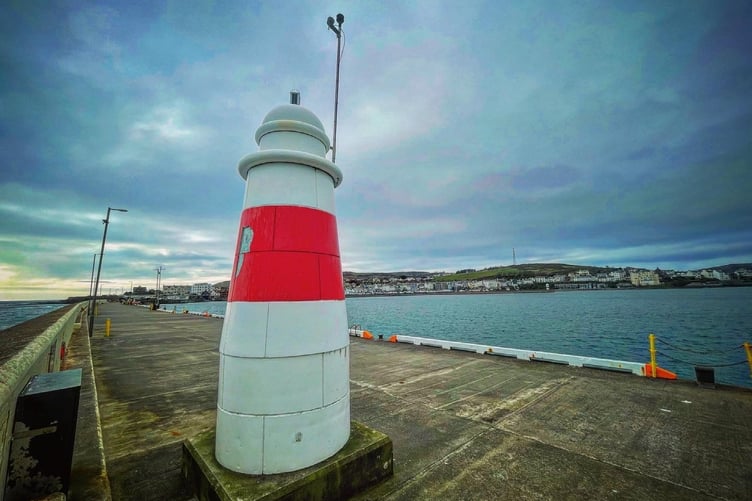 The lighthouse at Port St Mary's outer pier