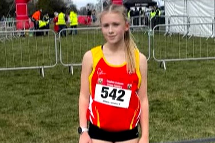 Sienna Morrissey made her debut at the English Schools Cross-Country Championships last weekend when competing in the intermediate girls race (Photo: Callum Morrissey)