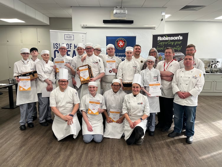 Catering Skills Test prize winners with UCM staff and judges