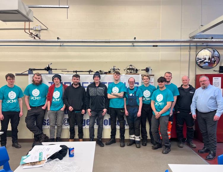 Motor vehicle students with representatives from Target Tools