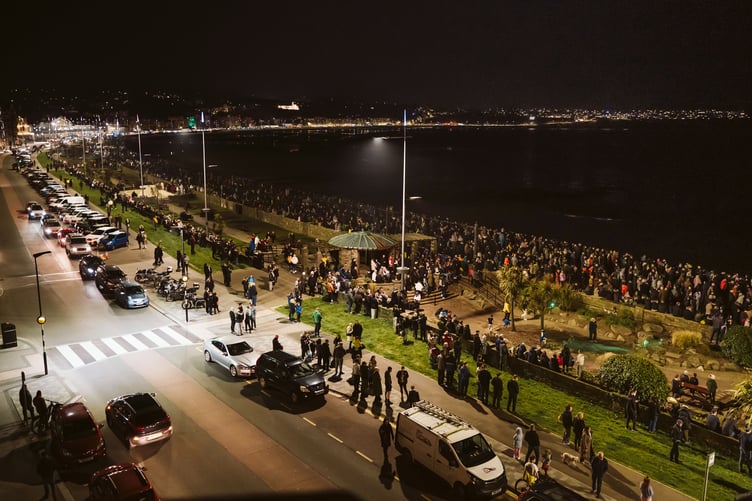 Hundreds of people flocked to Loch Promenade in Douglas to see the drone show