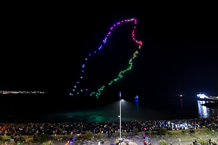 The island's first ever drone show as seen from Loch Promenade (by Dave Kneale)