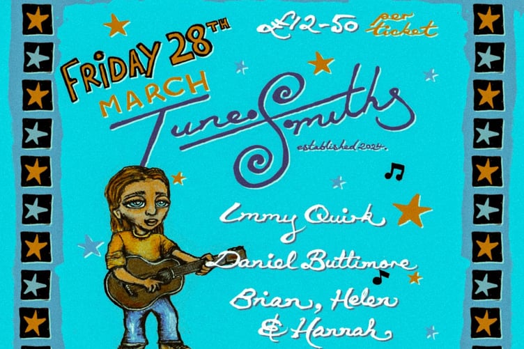 A poster for the upcoming 'Tunesmiths' gig in Laxey this weekend