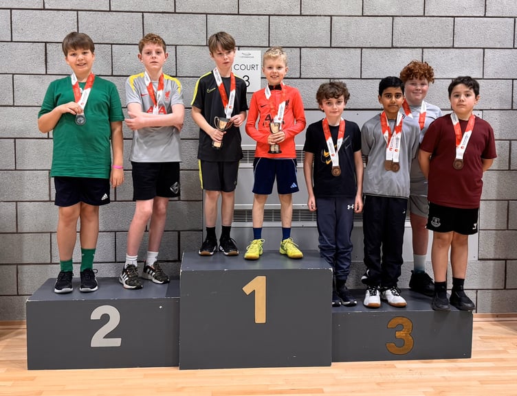 Isle of Man Badminton Association's Primaries (U11s) Badminton Tournament took place at the Roundhouse recently, sponsored by Capital International. Pictured is the podium in the boys doubles competition - a full report will follow in next week's Manx Independent