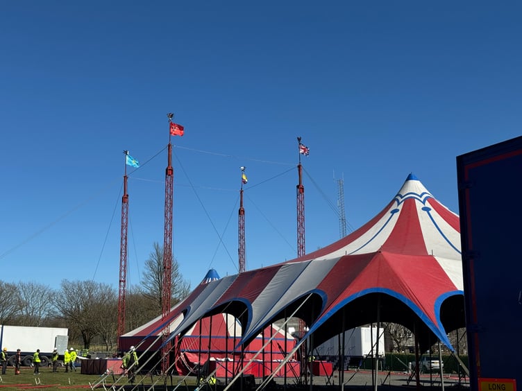 Final preparations at Noble's Park this week as Gandey's Circus is set up
