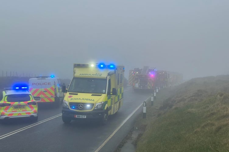 Emergency services worked in foggy conditions at Kate's Cottage