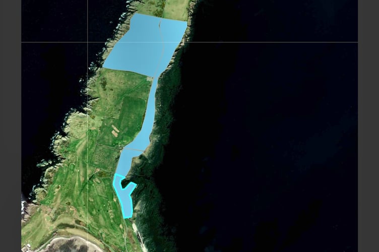 Map showing extent of land  at Langness  acquired by Manx  Birdlife