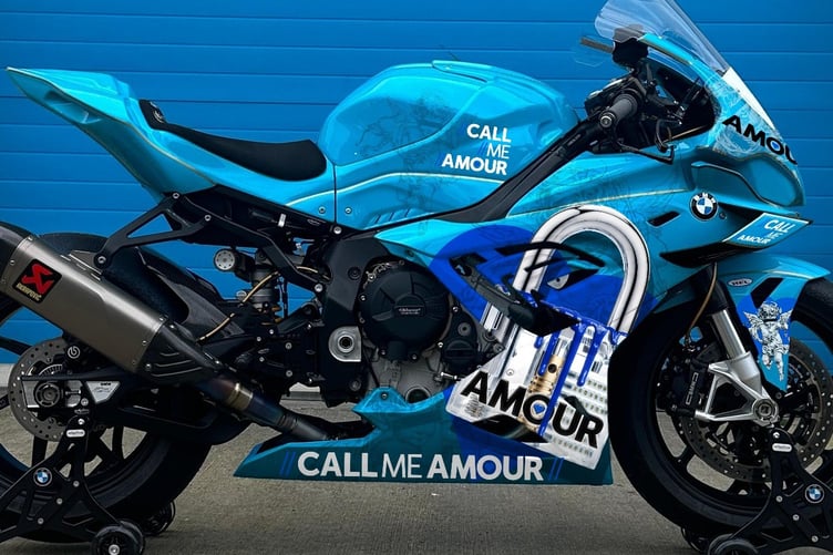 Dave Rigby's bike with 'Call Me Amour' written on it
