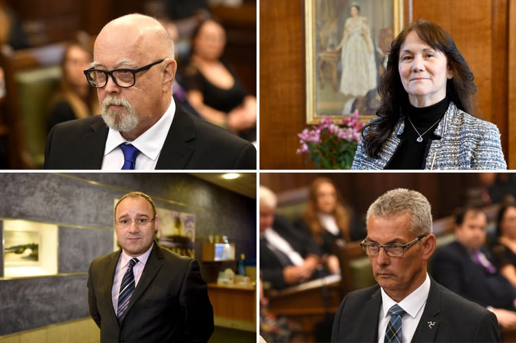The four political members of the Department of Health and Social Care. (Top left - Stu Peters MHK; Top right - Diane Kelsey MLC; Bottom left - Peter Reid MLC; Bottom right - Tim Crookall MHK